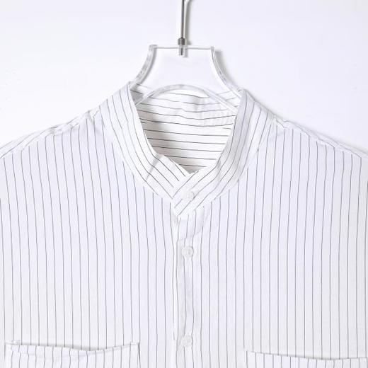 SDSA男装2026新款高贵轻奢日系复古撞色条纹立领长袖衬衫百搭休闲 商品图1