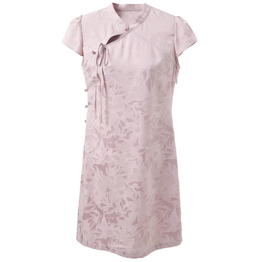 【花晨月夕】三彩2026夏季新款立领收腰连衣裙新中式短袖A字裙C 商品图4