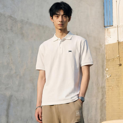 DRONKOO 2026 翻领左胸剪刀刺绣修身短袖T恤 商品图1