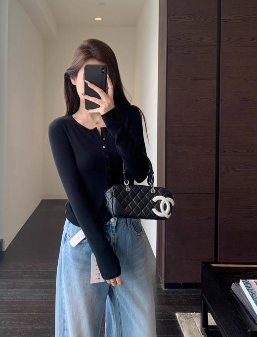 直发【9799】 时髦亨利领~天丝羊毛显瘦长袖t恤 商品图1