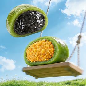 【春日限定！软软糯糯艾草青团】小麦草捣磨麦苗汁，散发清新春草香气！软糯吧唧青汁糕团蛋黄肉松豆沙清明粿果糕点芝麻零食