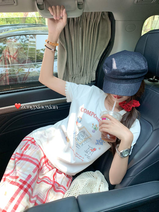 <曾小咸推荐>4.1现货秒杀！微信超特价！红格子半身裙 日常169.99 立减100 秒杀69.99！红色短袖秒杀49.99！白色短袖秒杀59.99！白色蕾丝短袖秒杀59.99！ 商品图4