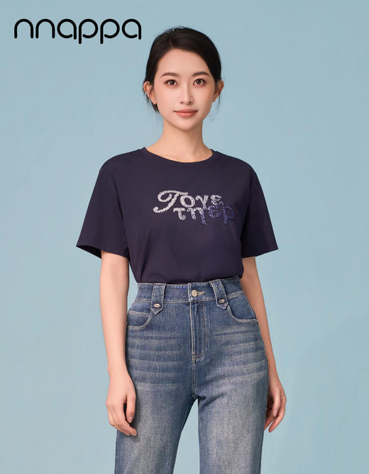 渐变亮珠字母宽松女上衣CA7351 商品图5