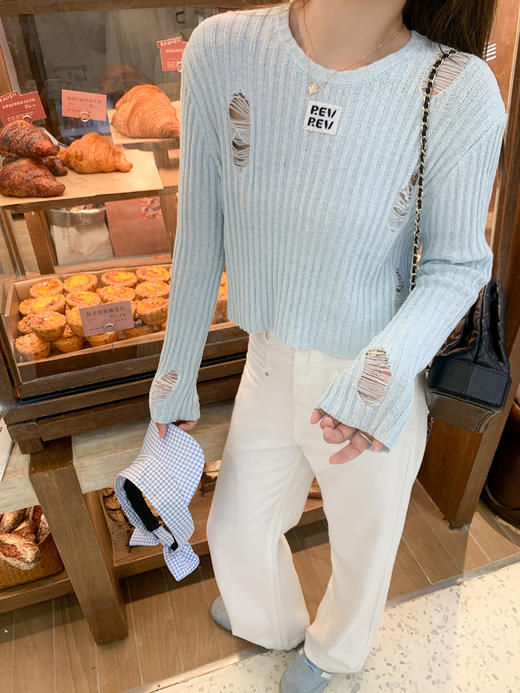 <曾小咸推荐>4.2现货秒杀 ！微信超特价！韩系2破洞针织衫 日常119.99 立减70 秒杀49.99！！ 商品图9