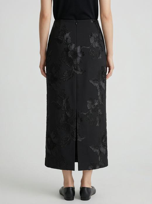 SC2B51_漆黑色_半身裙_夏季_轻奢气质刺绣提花一步裙_高级女装_BERNIEELEN伯妮斯茵 商品图1