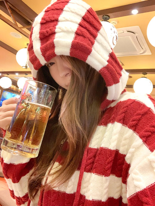 <曾小咸推荐>4.2现货秒杀 ！微信超特价！韩系条纹连帽拉链毛衣 日常219.99 立减120 秒杀99.99！！ 商品图5