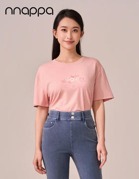 刺绣小花前短后长宽松女上衣CA7336