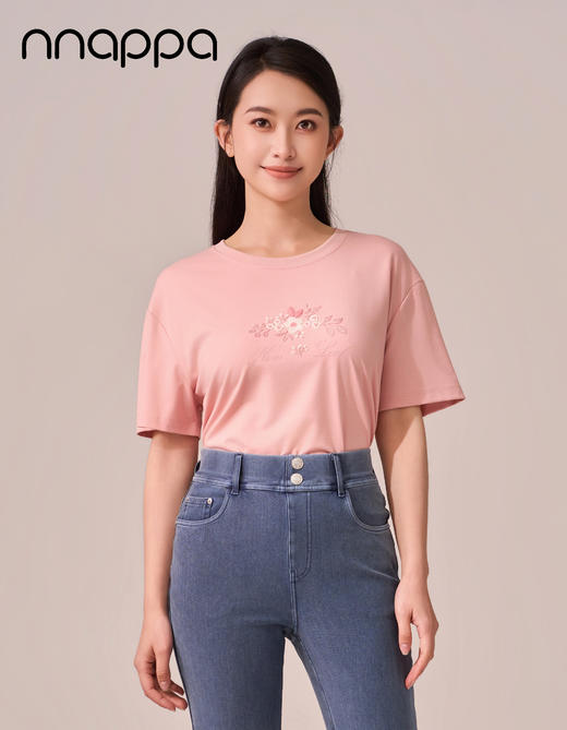 刺绣小花前短后长宽松女上衣CA7336 商品图0