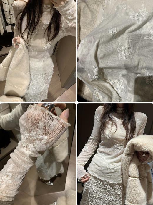 叠穿氛围风知花信刺绣蕾丝打底 商品图14