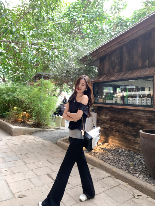 <曾小咸推荐>4.2现货秒杀 ！微信超特价！3色韩系撞色腰头翻边微喇裤 日常159.99 立减90 秒杀69.99！！ 商品图10