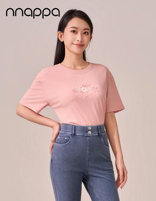 刺绣小花前短后长宽松女上衣CA7336 商品图1