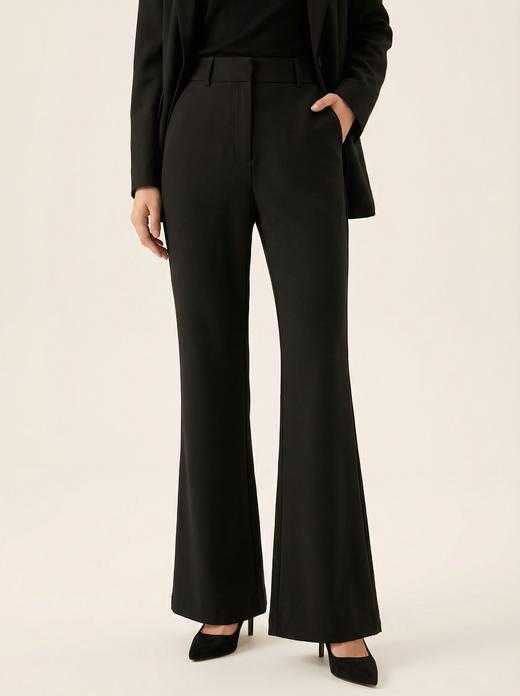 SC1L10 漆黑色 微喇裤 春季 高腰垂感通勤显瘦西装裤 高级女装 BERNIEELEN伯妮斯茵 商品图0