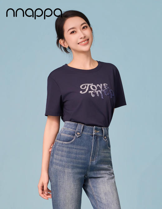 渐变亮珠字母宽松女上衣CA7351 商品图4