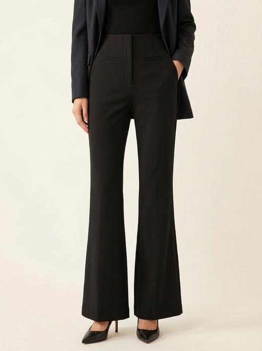 SC1L10 漆黑色 微喇裤 春季 高腰垂感通勤显瘦西装裤 高级女装 BERNIEELEN伯妮斯茵 商品图1