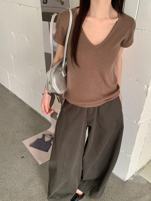 巨显瘦🔥含绵羊毛的神仙针织衫！【NECHEER柏奥玛春夏季V领短袖针织衫2605】，12 色任选闭眼搭✨ 精心配比🌿 商品图2