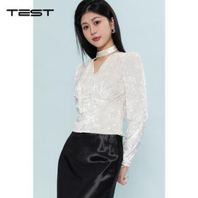 夏上新V领收腰泡泡袖设计感小众气质通勤小衫1262011