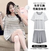 夏季新款带胸垫睡衣女士短袖短裤韩系波点宽松圆领纯色家居服套装 商品缩略图1