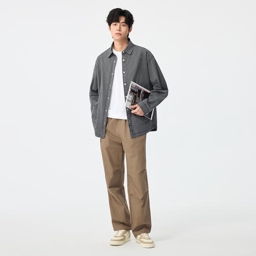 gxgjeans男装【棉100%】男士翻领夹克2026春款按扣时尚百搭衬衫外套男K&C 商品图1