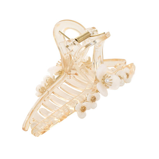 三彩2026新款立体花朵仿珍珠透明抓夹发夹轻盈百搭半扎发通勤仙气 商品图2