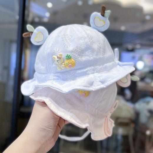 夏季薄款婴儿遮阳帽吸汗透气幼儿渔夫帽春秋款可调节超萌宝宝盆帽 商品图3