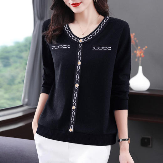 黑色长袖t恤女大码2026新款中年妈妈春装女士上衣外穿洋气打底衫 商品图3