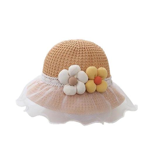 宝宝防晒帽儿童帽子夏季女童遮阳草帽夏天外出太阳帽沙滩帽女孩草3岁-8岁 商品图4