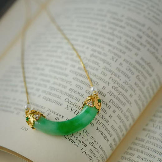 龢盒原创 老翡翠18k金镶微笑锁骨链 商品图3