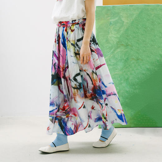 绽放174朵/「余味-2」花半裙*zijun联名系列亚麻印花中长款半身裙 商品图0