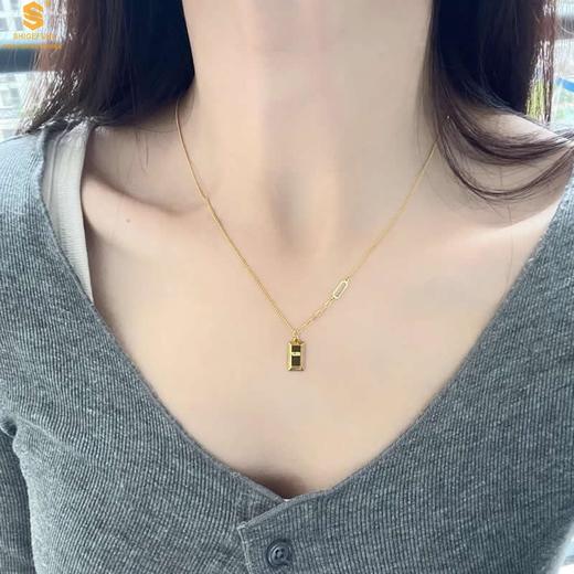 【香港周六福黄金钻石首饰】K金暴富金砖项链 商品图4