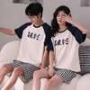华夫格情侣睡衣夏季短袖棉质薄款大码宽松男女士套装卡通家居服夏 商品缩略图1