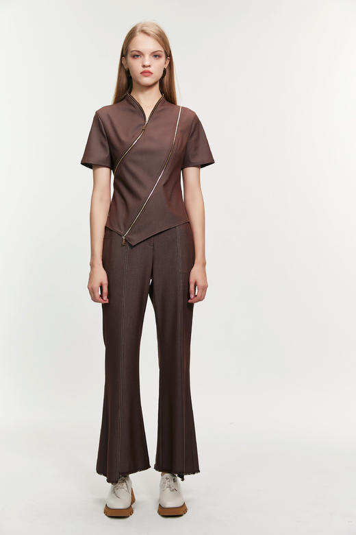 SAFICOO 撞色线收腰显瘦免烫喇叭裤 商品图1