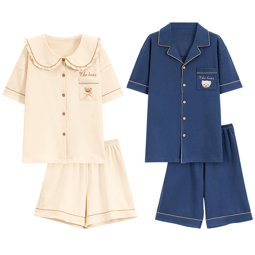 情侣睡衣夏季开衫短袖短裤两件套女生卡通休闲可外穿家居服男士 商品图4