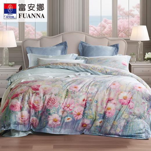 【6楼】富安娜独幅床单四件/大自然艺术家·蔷薇城堡，牌牌价3680~3980元，活动价1799元，大小同价 商品图0
