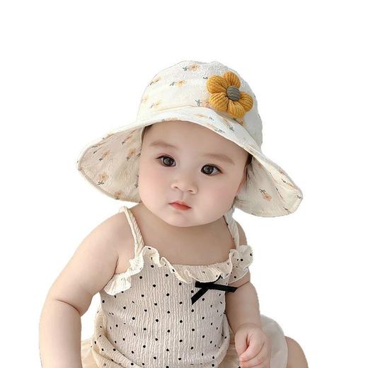 宝宝防晒帽子女童清新小花大帽檐空顶帽夏天女宝宝透气遮阳太阳帽8个月-4岁帽围45-52cm 商品图4