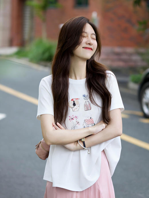 【百图lulu定制】【XS预售4月16日发】【后花园T恤】活性印染 春天图案  自带黑科技凉感 面料  短袖T恤 商品图0