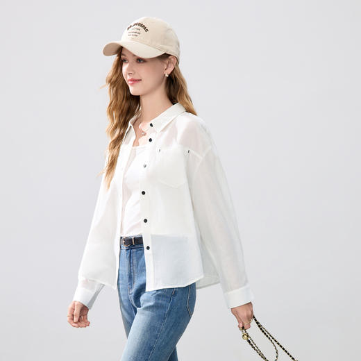 【百图lulu定制】【呼吸感白衬衫】时髦 松弛感  长袖 白色衬衫 商品图4