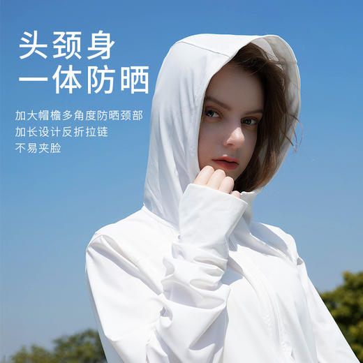 【UPF50+❗️硬核防晒🔥原纱型防晒衣】凉感透气修饰身型，简约设计百搭各种穿搭，夏日出门不黑不热，户外活动一站式搞定，夏季户外运动宽松皮肤衣冰丝防晒衣L 商品图2