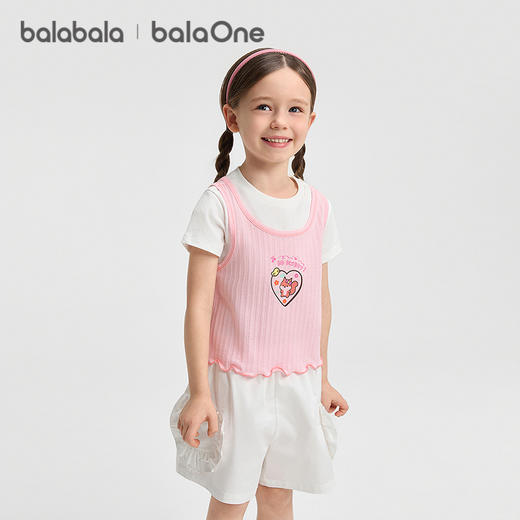 【balaOne】巴拉巴拉童装短袖t恤儿童2026新款夏装女童假两件上衣 商品图2