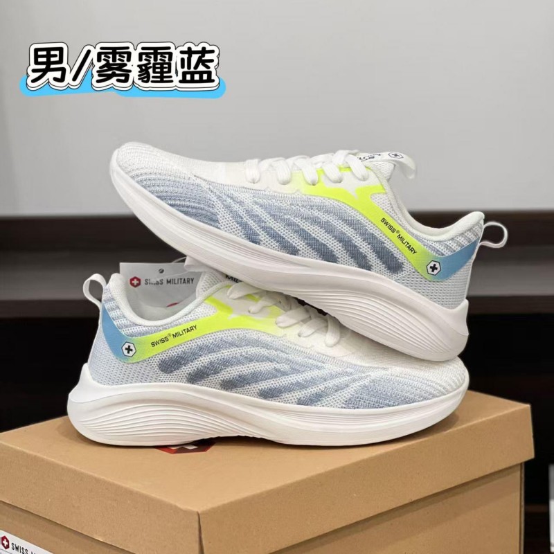 【瑞士军工SWISS MILITARY情侣款氢跑鞋RSJG182】瑞士140年高端户外品牌，一体飞织设计轻巧灵动，强韧鱼丝编织网面，高透气，不闷热