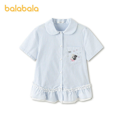 【商场同款】巴拉巴拉女童短袖衬衫儿童大童上衣2026新款夏装纯棉 商品图0