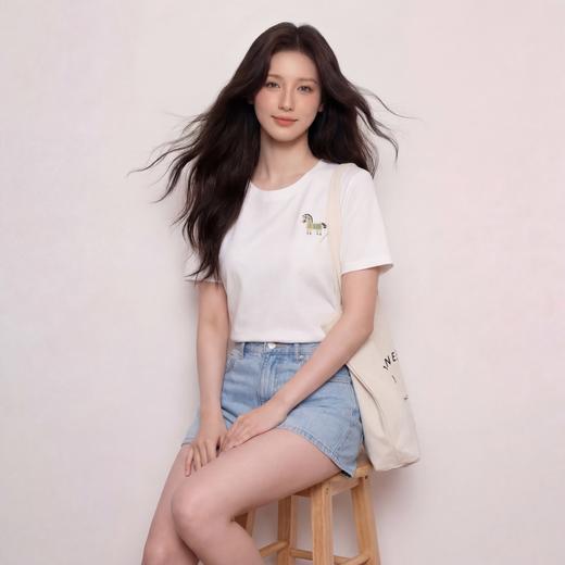 奢姿大码女装2026夏季减龄卡通绣花圆领T恤胖妹妹时尚休闲上衣9962160135 商品图2