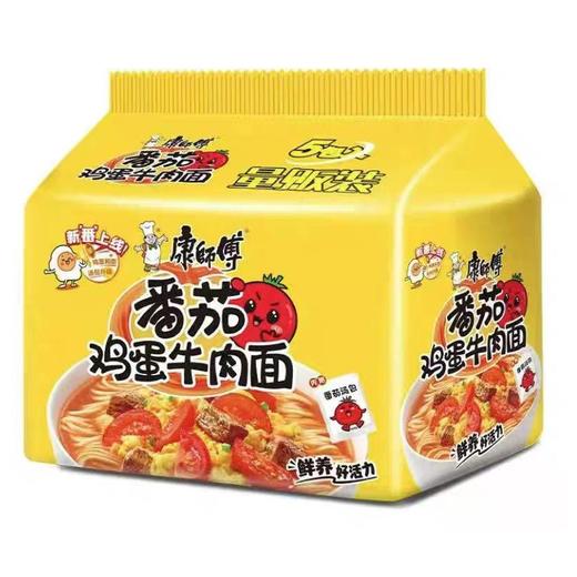 康师傅115g*5番茄鸡蛋牛肉面经典五连包 方便面 泡面 商品图0