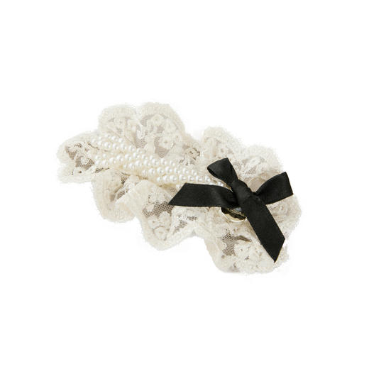 三彩2026新款蕾丝仿珍珠蝴蝶结发夹法式香风千金甜美优雅侧边轻奢 商品图1