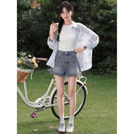 鹿向南【0405/20:00新品前1小时7折限量100件】蓝色牛仔短裤 商品图4