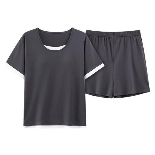 带胸垫睡衣女夏季薄款凉感短袖短裤可外穿莫代尔棉简约家居服套装 商品图4