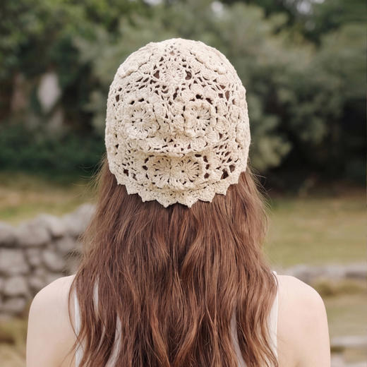 三彩2026新款镂空钩花编织包头针织帽复古文艺冷帽波西米亚夏季女 商品图4