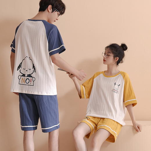 新款新品情侣睡衣夏季棉质短袖薄款大码韩版可爱夏天男士家居服女 商品图0