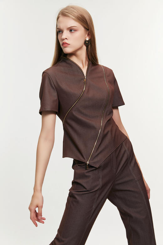 SAFICOO 双拉链可调节露肩设计短款衬衣 商品图1