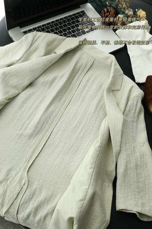 伊*丽含亚麻老钱风中袖西装外套+马甲+西装裤三件套 商品图11