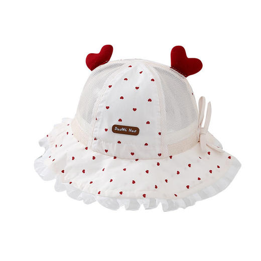 婴儿帽子夏季透气网眼小月龄遮阳太阳帽甜美防晒盆帽女宝宝渔夫帽 商品图4